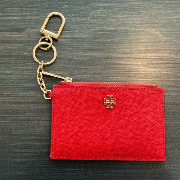 Tory Burch Accessories - Tory Burch Red Leather Key & Card Holder with Gold Hardware